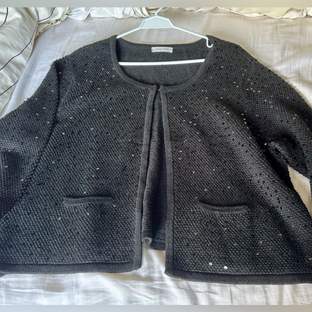 All Over Sequins Black Cardigan